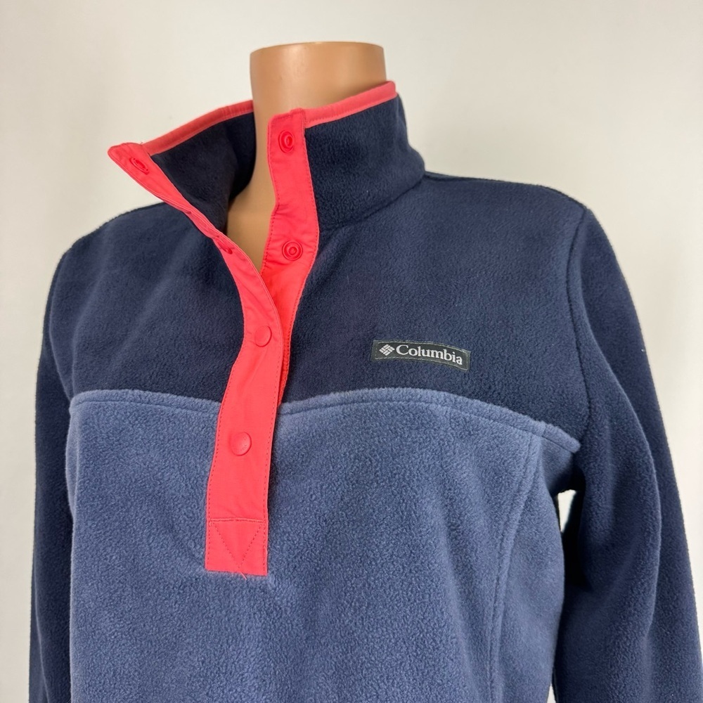 Columbia Women’s M Blue 1/4 Snap Soft Fleece Pullover Jacket Sweater Outdoorsy - Picture 2 of 12